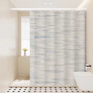 Waterproof Bathroom Shower Curtain Set With Hooks And Tieback Thickened Fabric Ripple Texture Bath Curtain For Home Bathroom