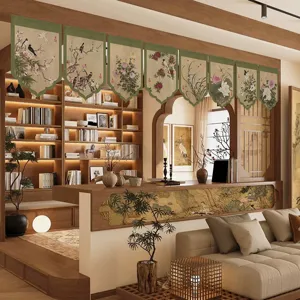 New Chinese style door curtain hanging flags traditional floral art home decor partition fabric