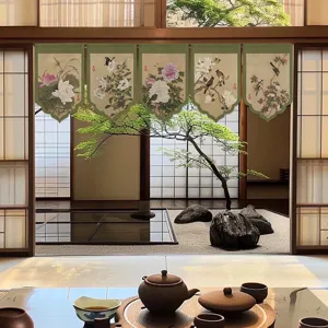New Chinese style door curtain partition hanging fabric living room bedroom Zen decor banner.