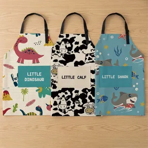 Süsses Cartoon wasserdichte Kochschürze mit Taschen zum Kochen und Backen 3 Stk