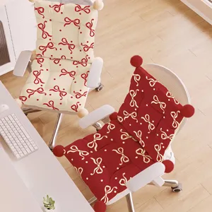 Korean Style Bowknot Polka Dot Seat Cushion Cute Cartoon Office Chair Pad Thickened Comfortable Home Decor Cushion