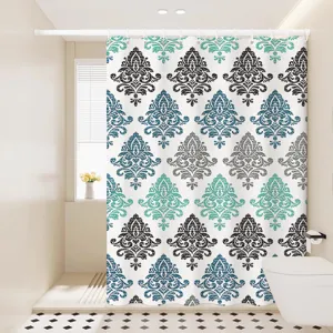 Moderner wasserdichter Duschvorhang Polyester blauer Farbverlauf fur Badezimmer Deko