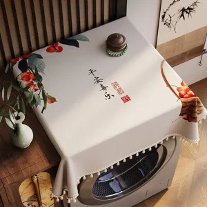 Copertura per lavatrice in stile cinese nuovo panno antipolvere con nappe decorative.