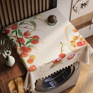 Copertura antipolvere per lavatrice frontale in stile cinese con elegante motivo litchi.