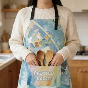 Grembiule tasca coniglio dipinto nordico simpatico cartone animato cucina regalo