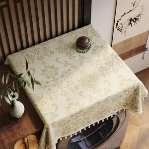 Copertura antipolvere per lavatrice in stile cinese, elegante motivo damascato con nappe.