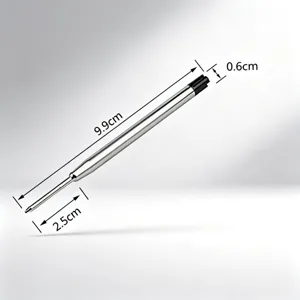 Recambio de bolígrafo de metal plateado con dimensiones de 9,9 cm de largo y 0,6 cm