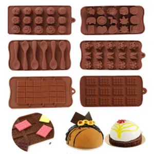 Moldes de silicona marrón para chocolate y velas con varias formas para manualidades DIY