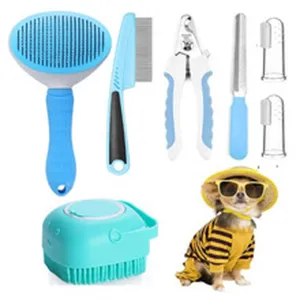 Kit de aseo de 7 piezas para mascotas cepillo cortaúñas perro