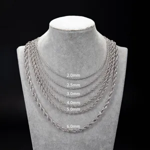 Stainless steel rope chains in different widths from 2mm to 6mm