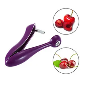 Deshuesador de cerezas manual morado, herramienta práctica para quitar huesos de fruta
