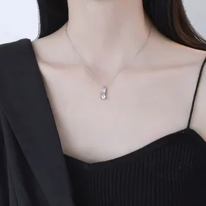 Elegant S999 sterling silver cat pendant necklace for women with sparkling cubic zirconia stones