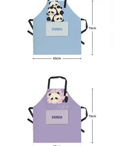 Dopamine panda apron with pockets for cooking, cute kitchen cooking bib for family baking.