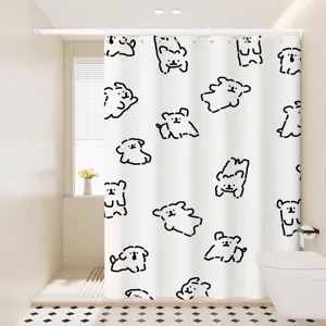 Cute cartoon bear shower curtain waterproof bathroom fabric curtain for home decor and bath