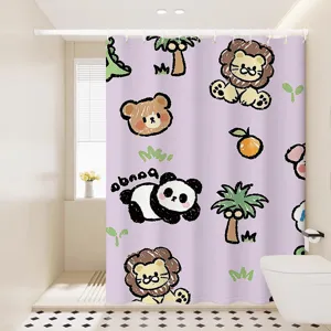 Waterproof cartoon shower curtain cute bathroom fabric curtain for bath partition decoration