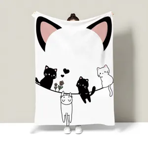 Carina coperta in peluche con gatto cartone animato morbida divano ufficio dormitorio