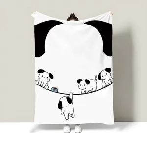Bella coperta con stampa cucciolo di cartone animato morbida coperta in pile per divano