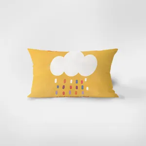 Coussin rectangulaire style nordique motif nuage et gouttes de pluie, flanelle douce.