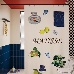 Rideau de douche style art Matisse retro esthetique cloison de salle de bain impermeable