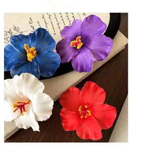 Pinces à cheveux fleurs d'hibiscus colorées style vacances à la plage accessoires mignons