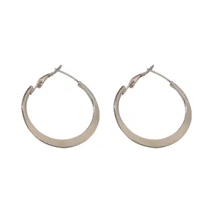 Minimalist large hoop earrings for women, stylish sterling silver needle fashion jewelry.