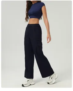Women loose casual cargo pants athletic straight trousers active wear daily outdoor styling.