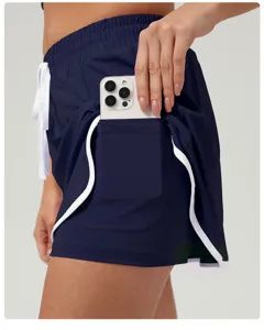 Damen Sport Skort Schnelltrocknend Tennis Rock mit Tasche für Laufen Fitness Workout Gym