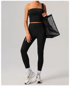 Completo yoga senza cuciture ad asciugatura rapida crop top e leggings fitness activewear