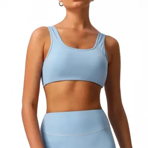 Gilet de Yoga Athlétique pour Femmes Haute Élasticité Soutien-Gorge de Sport Antichoc Top Court de Fitness Moulant