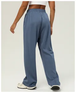 Women high waist wide leg sweatpants casual loose fit sports trousers back detail view
