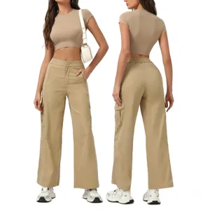Women Top And Bottom American Street Style Cargo Pants And Crop Top Nylon Spandex Casual Activewear Daily Apparel