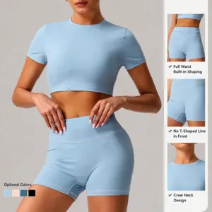 Women Seamless High Waist Yoga Set Athletic Gym Fitness Workout Crop Top And Bottom Activewear Workout Outfit