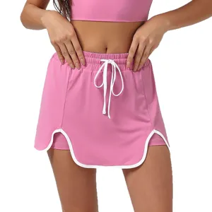 Sommer schnell trocknend sportlich Damen Skort, rosa Tennis Rock mit Kordelzug für Fitness.