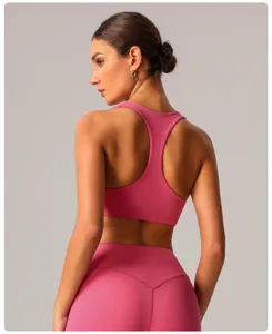Soutien-gorge de sport rose dos nageur détail, vêtement fitness séchage rapide top