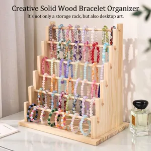 Espositore per gioielli a sei livelli in legno naturale per riporre bracciali in casa