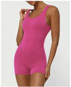 Tuta fitness donna yoga sportiva rosa jumpsuit aderente tuta da ginnastica sexy