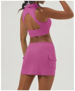 Atmungsaktiver Sport Tennisrock für Damen Fitness Yoga Workout Fitnessbekleidung Detailansicht