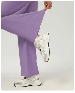 Pantalon de sport femme taille haute jambe droite amples séchage rapide fitness course