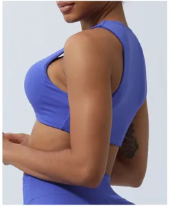 Soutien-gorge de sport bleu pour femmes yoga fitness entraînement en salle haut respirant et de soutien