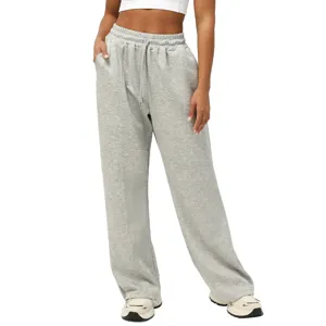 Womens Casual High Waist Drawstring Wide Leg Pants Autumn Winter Solid Color Loose Straight Trousers Athletic Yoga Pants