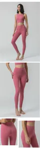Damen High Waist einfarbige Fitness Yoga Hose und Sport-Top Set, hochelastisch und bequem.