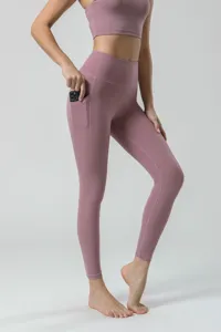 Leggings de yoga taille haute pour femme avec poche, pantalon de sport fitness confortable.