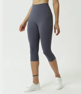 Hochtaillierte Capri-Yogahose für Damen, bequeme atmungsaktive eng anliegende Sportleggings.
