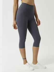 Damen High Waist kurze Yogahosen, doppelt gebürstete weiche Sport Capri Leggings für Fitness.