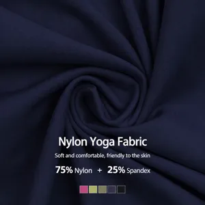 Vue principale en tissu yoga nylon spandex uni, montrant matiere douce et options de couleur.