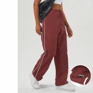 Women's Casual Nylon Cargo Pants Loose Straight Leg Athletic Sweatpants Drawstring Pockets Quick Drying Fitness Pants