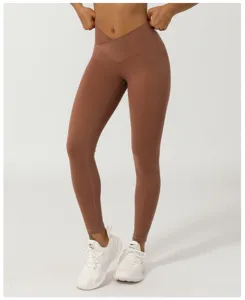Bequeme Yoga Leggings mit Kreuz V-Bund, nahtlose Po-Lift schnelltrocknende Fitness Hose.