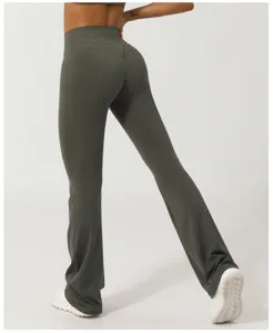 V-Taille Crossover Schlag-Yogahosen für Damen, Po-Heben Fitness Sport Trainingsleggings.