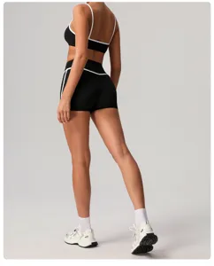 Women's quick-dry fitness yoga set high waist contrasting color athletic running gym activewear