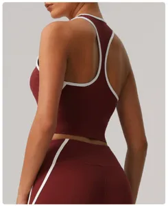 Soutien-gorge de sport femme contraste dos nageur gilet yoga fitness haut d'entrainement